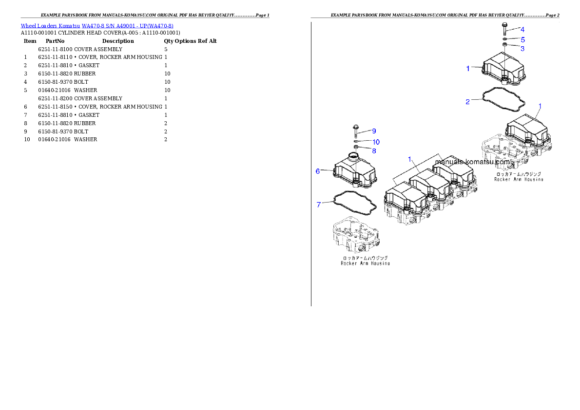 WA470-8 S/N A49001 - UP Partsbook