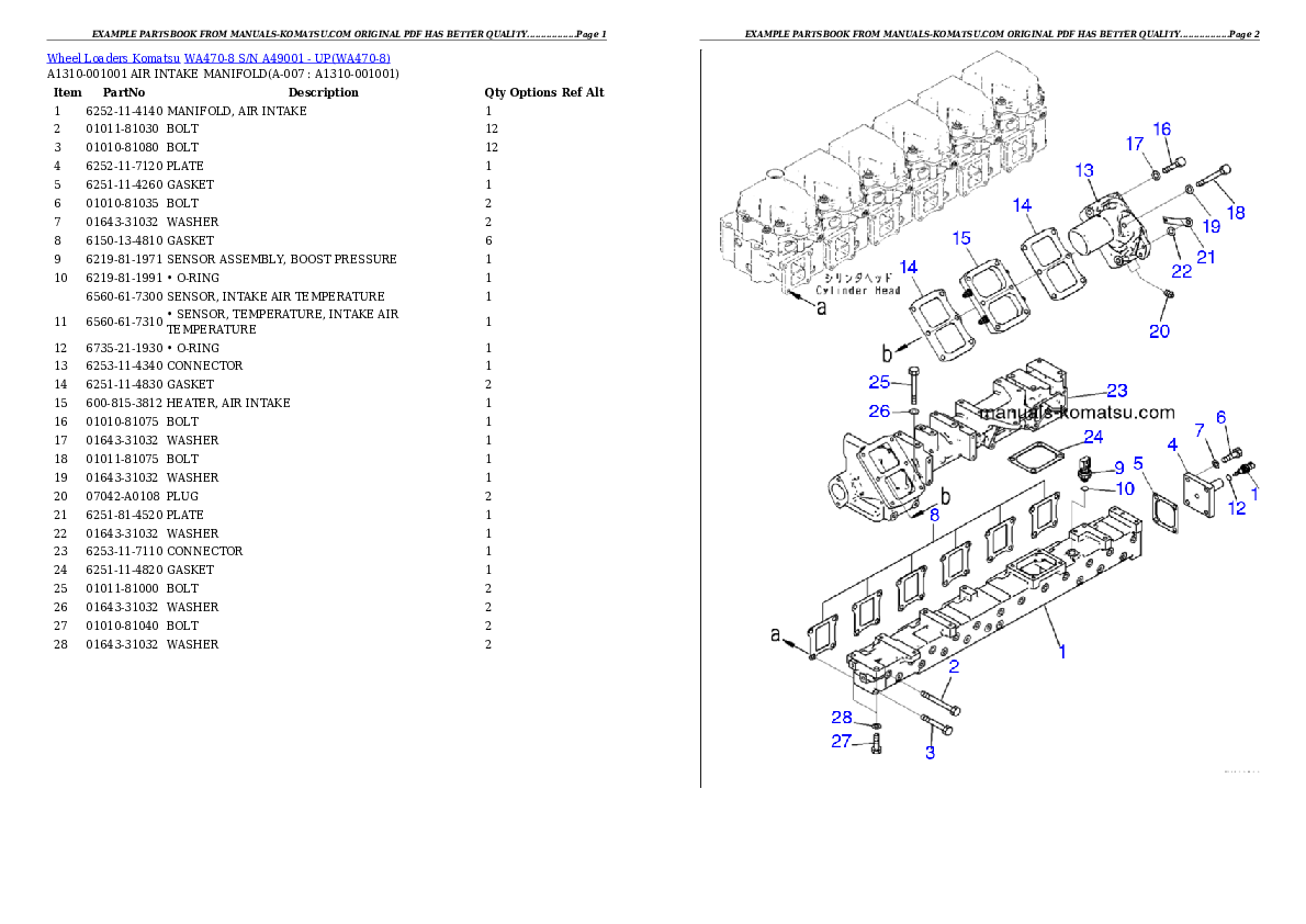 WA470-8 S/N A49001 - UP Partsbook