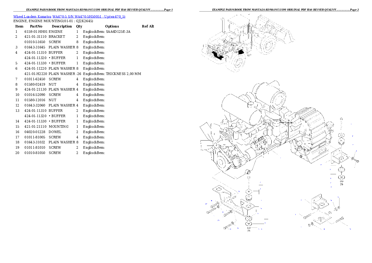 WA470-5 S/N WA470-5H50051 - Up Partsbook