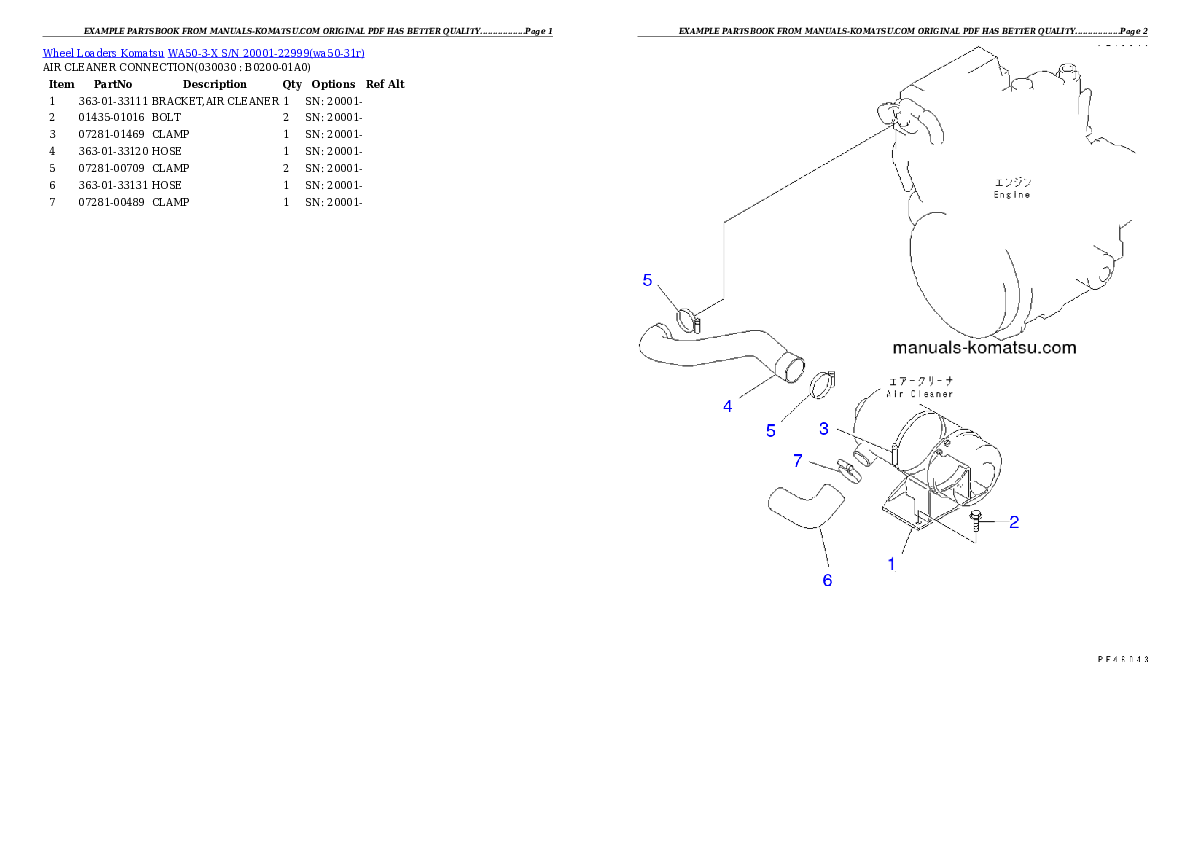 WA50-3-X S/N 20001-22999 Partsbook