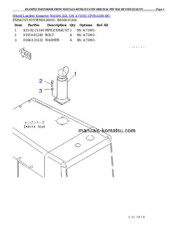 WA500-3LK S/N A71001-UP Partsbook