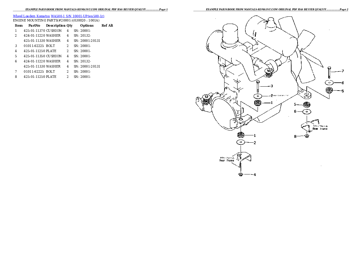 WA500-1 S/N 10001-UP Partsbook