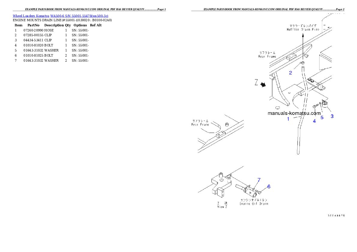 WA500-6 S/N 55001-55478 Partsbook