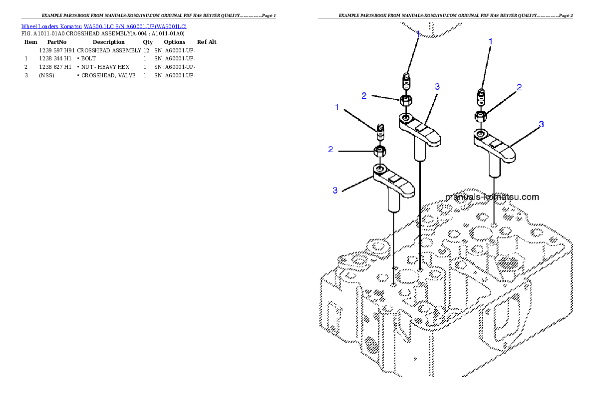 WA500-1LC S/N A60001-UP Partsbook