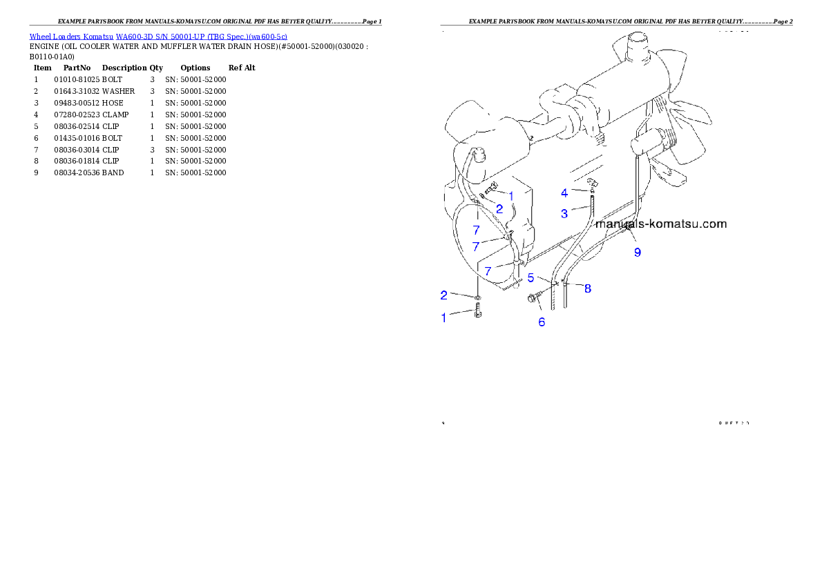 WA600-3D S/N 50001-UP (TBG Spec.) Partsbook