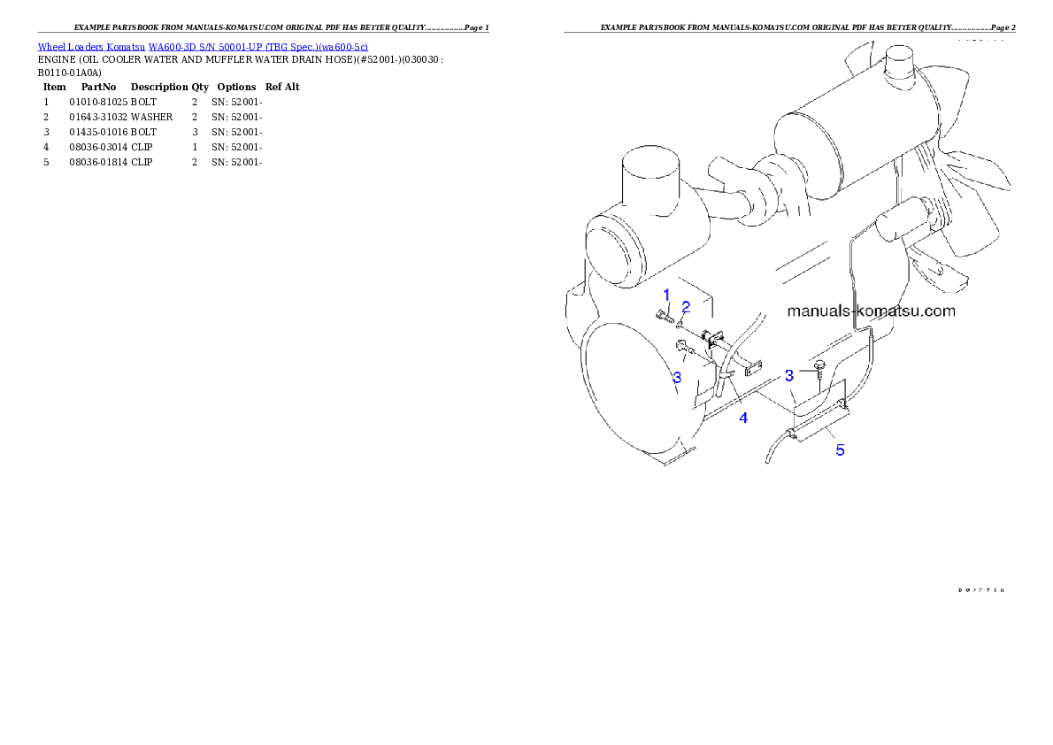 WA600-3D S/N 50001-UP (TBG Spec.) Partsbook