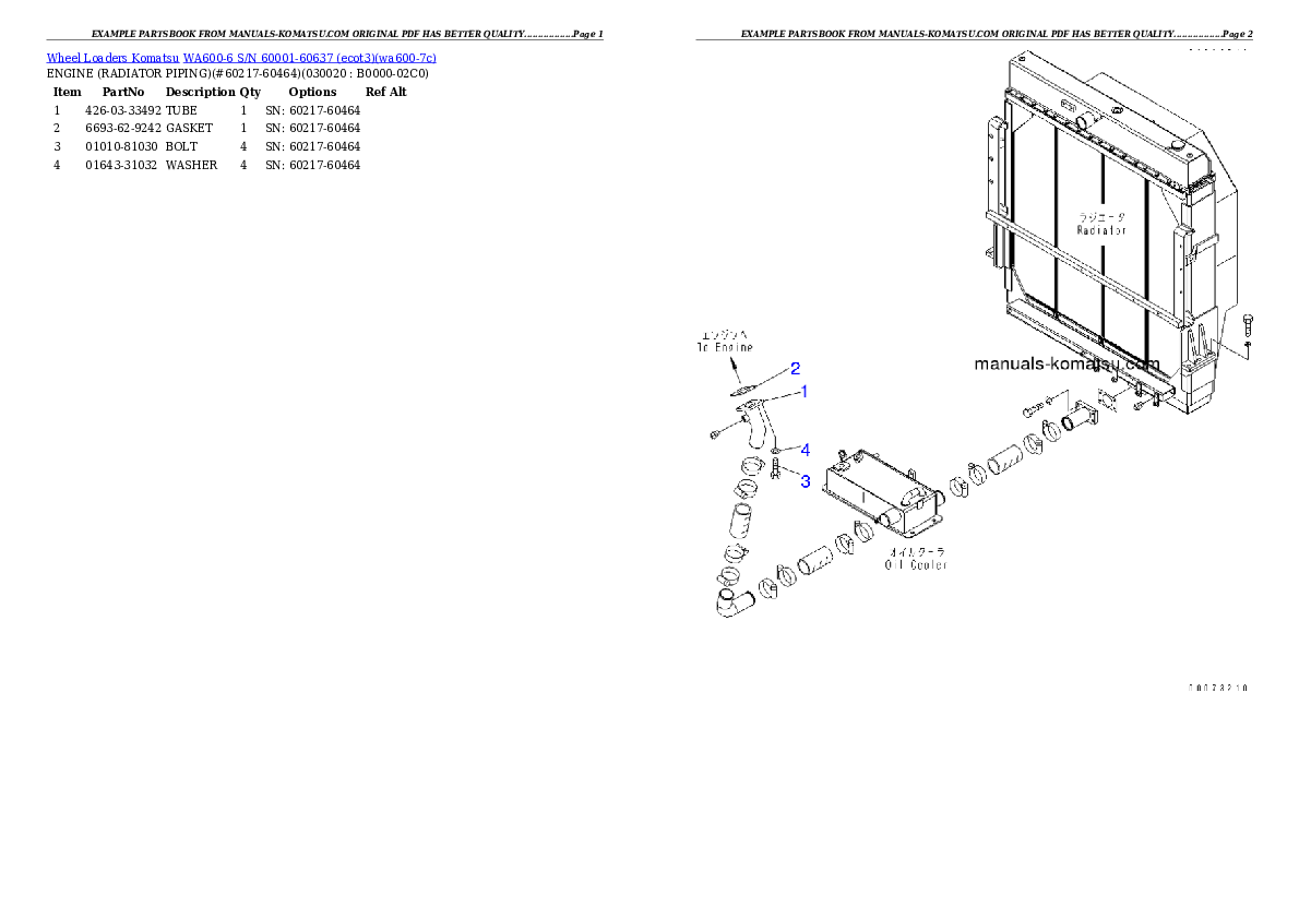 WA600-6 S/N 60001-60637 (ecot3) Partsbook