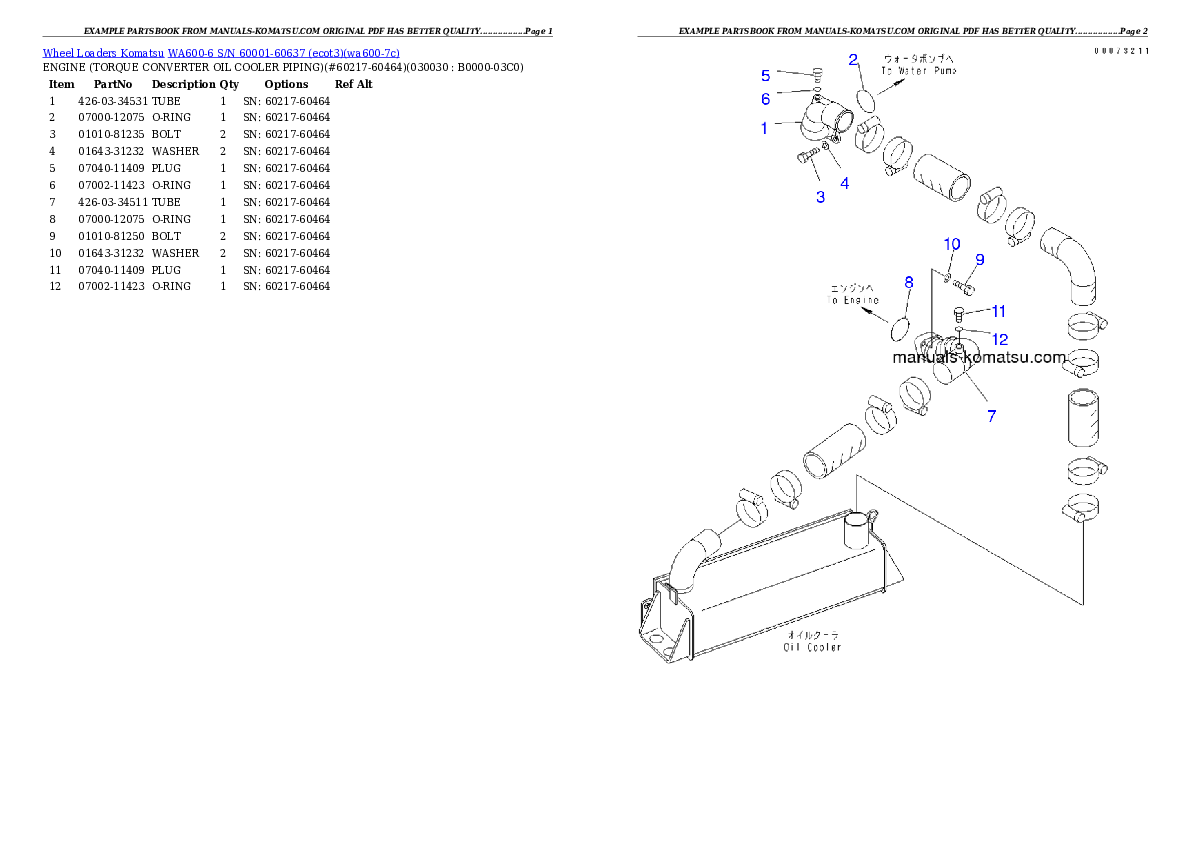 WA600-6 S/N 60001-60637 (ecot3) Partsbook