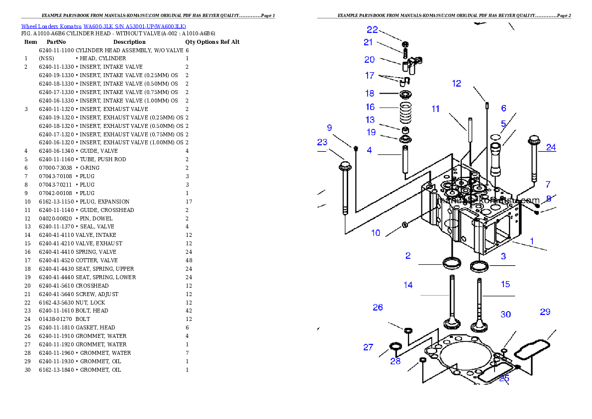 WA600-3LK S/N A53001-UP Partsbook