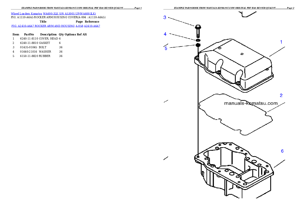 WA600-3LK S/N A53001-UP Partsbook