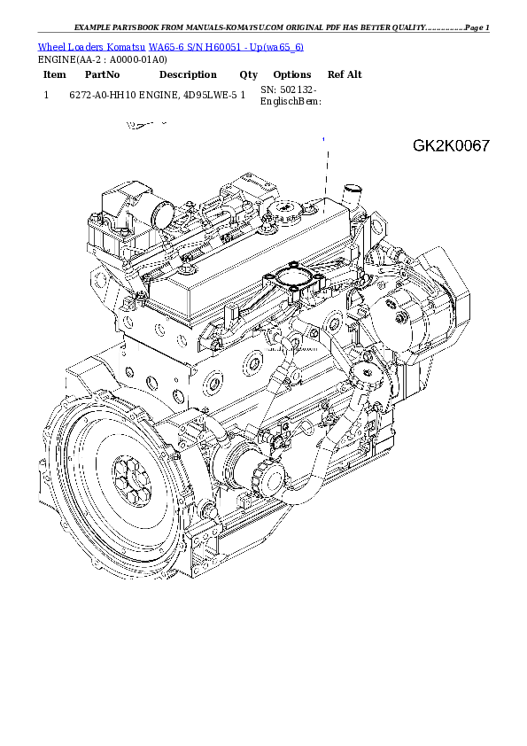 WA65-6 S/N H60051 - Up Partsbook