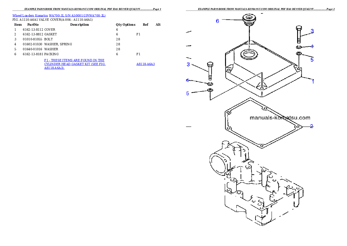 WA700-3L S/N A50001-UP Partsbook