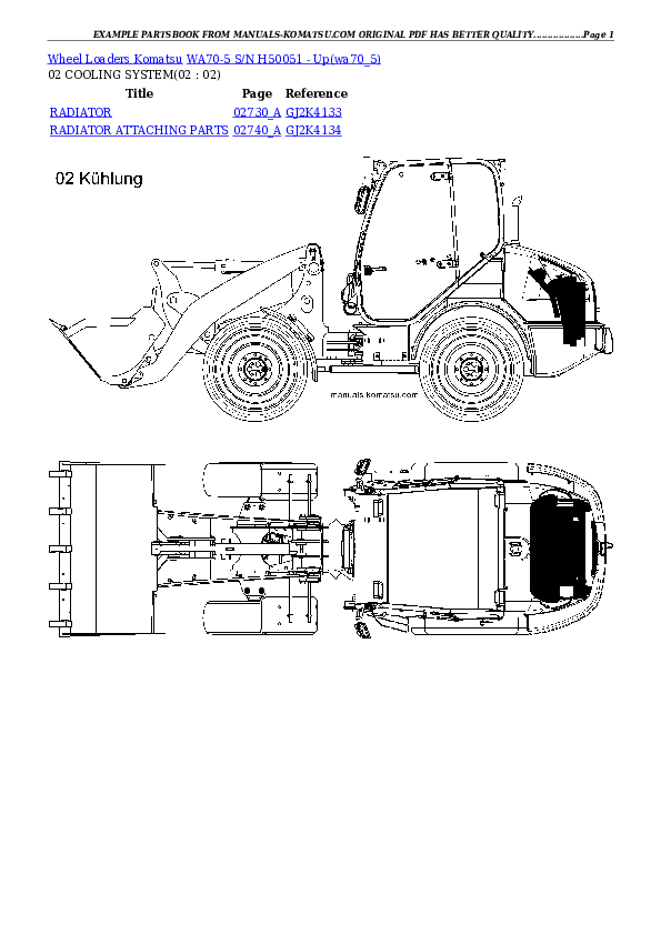 WA70-5 S/N H50051 - Up Partsbook