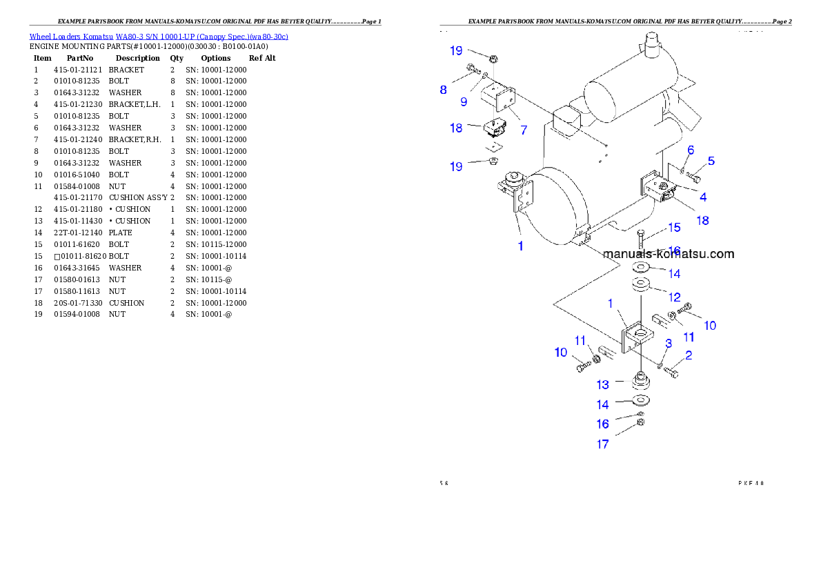 WA80-3 S/N 10001-UP (Canopy Spec.) Partsbook