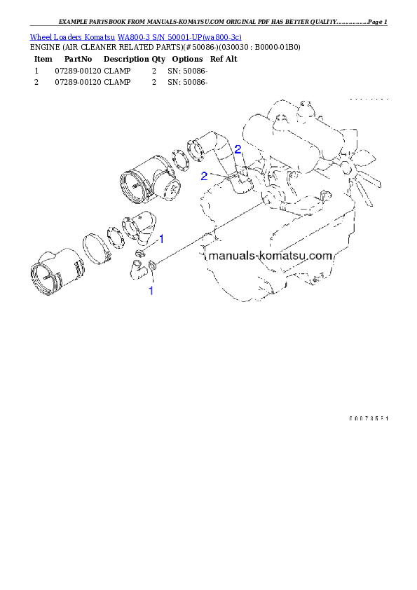 WA800-3 S/N 50001-UP Partsbook