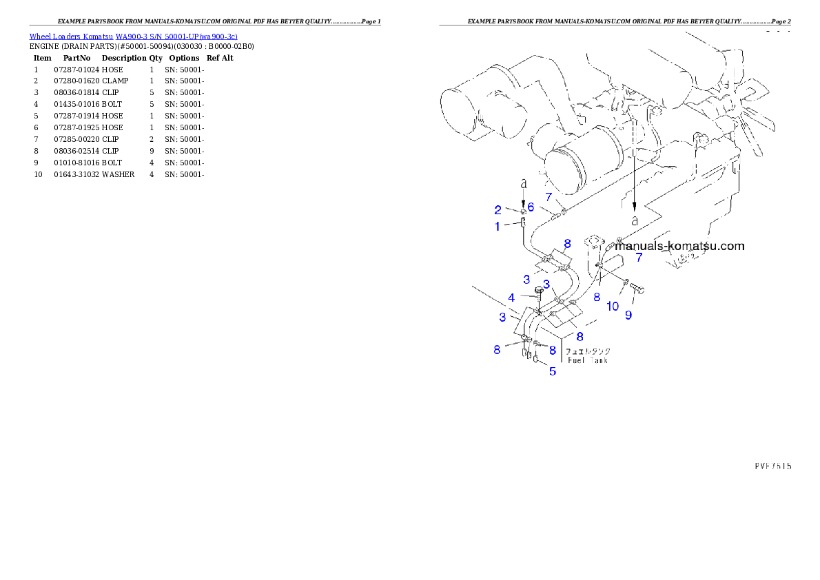 WA900-3 S/N 50001-UP Partsbook