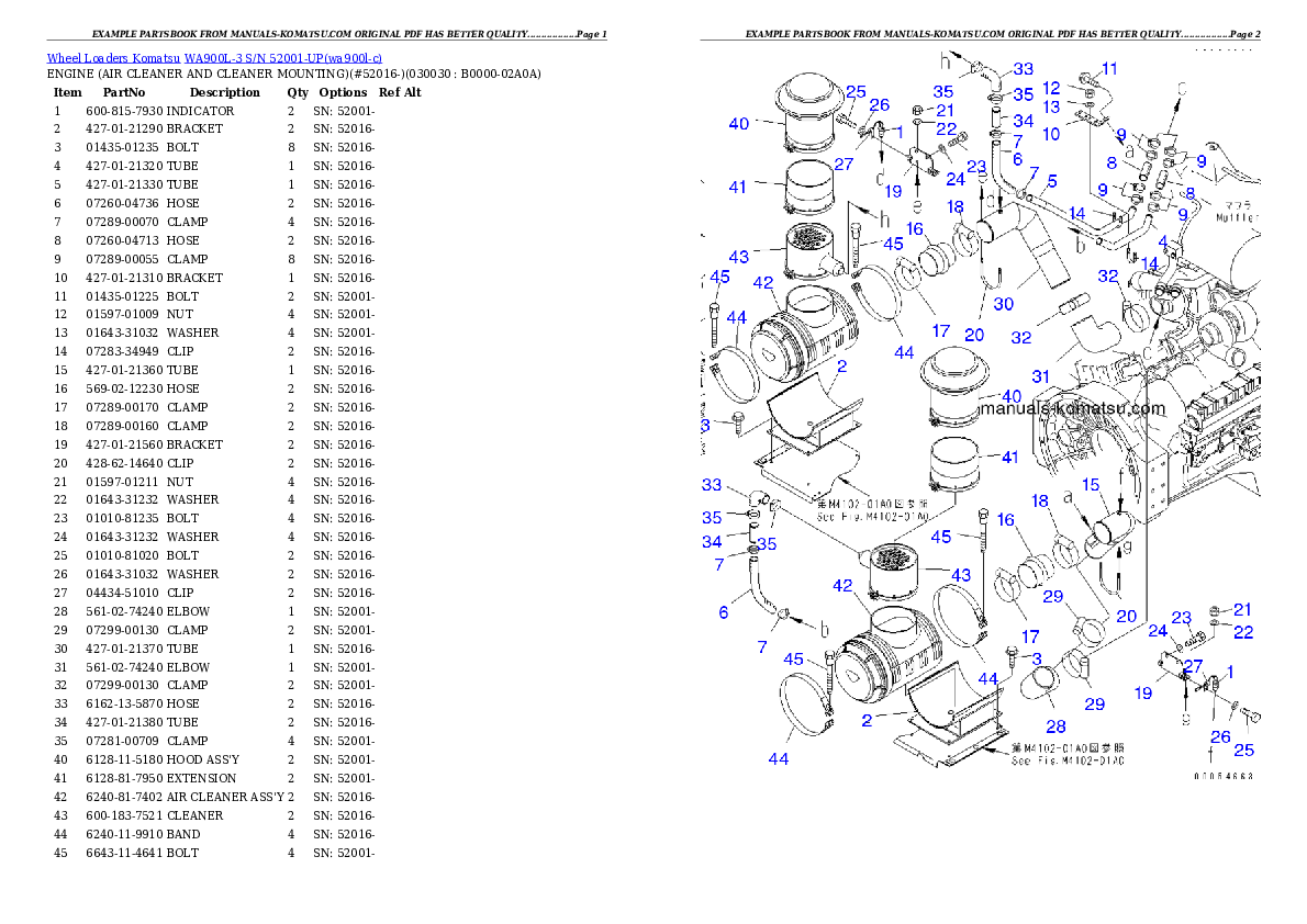 WA900L-3 S/N 52001-UP Partsbook