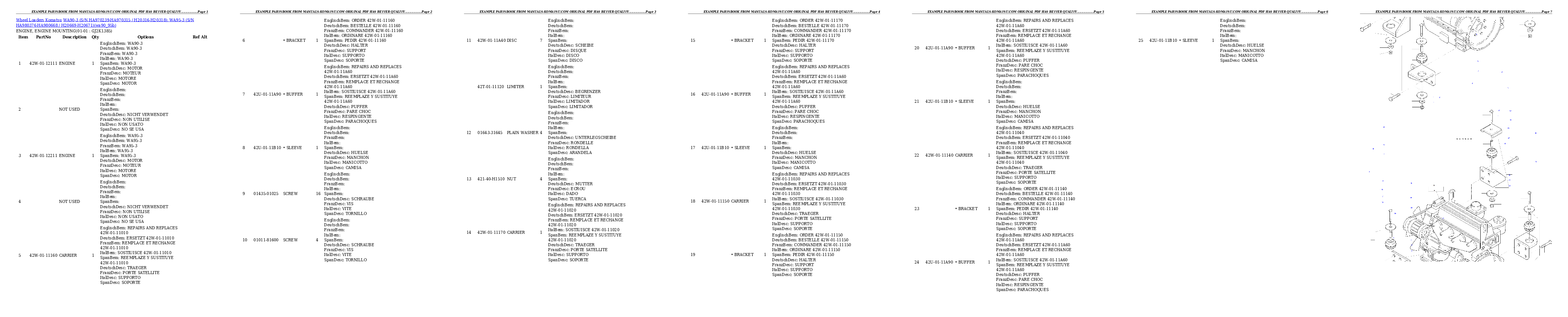 WA90-3 (S/N HA970239-HA970315 / H20316-H20318); WA95-3 (S/N HA980376-HA980668 / H20669-H20671) Partsbook