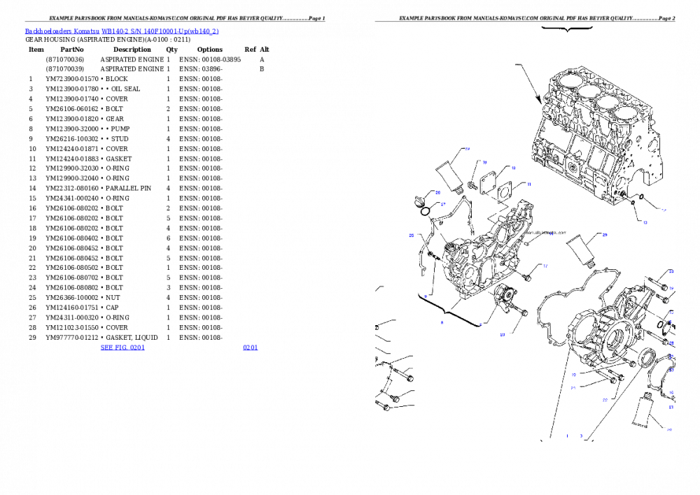 Protected: WB140-2 S/N 140F10001-Up Partsbook