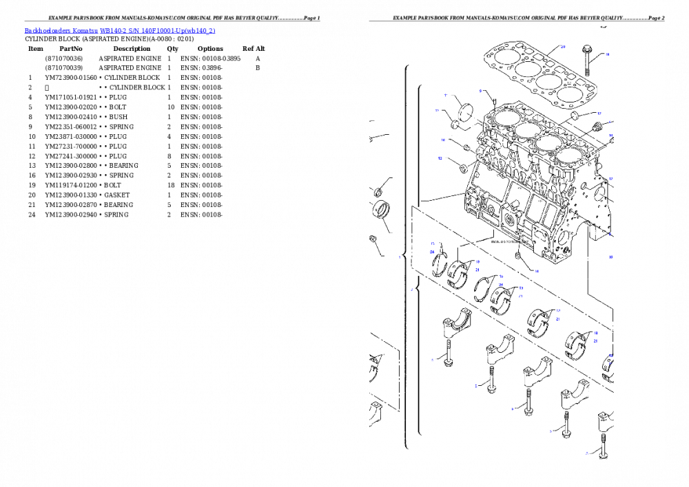 Protected: WB140-2 S/N 140F10001-Up Partsbook