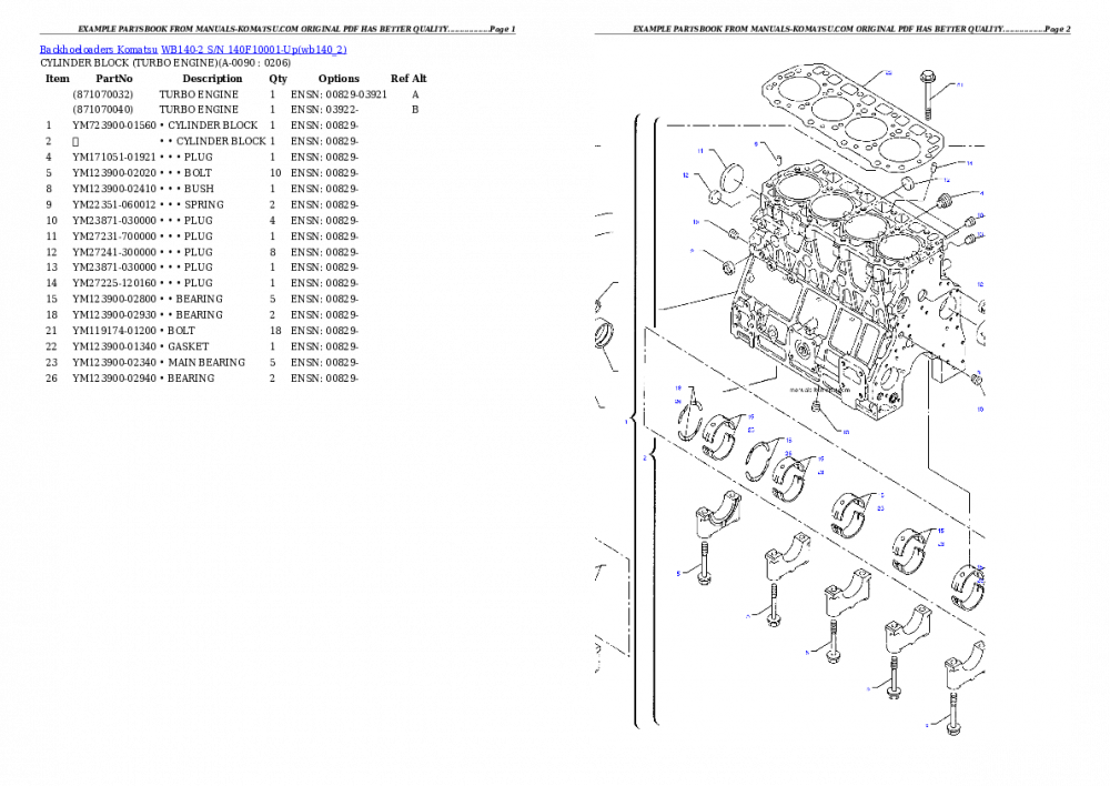 Protected: WB140-2 S/N 140F10001-Up Partsbook