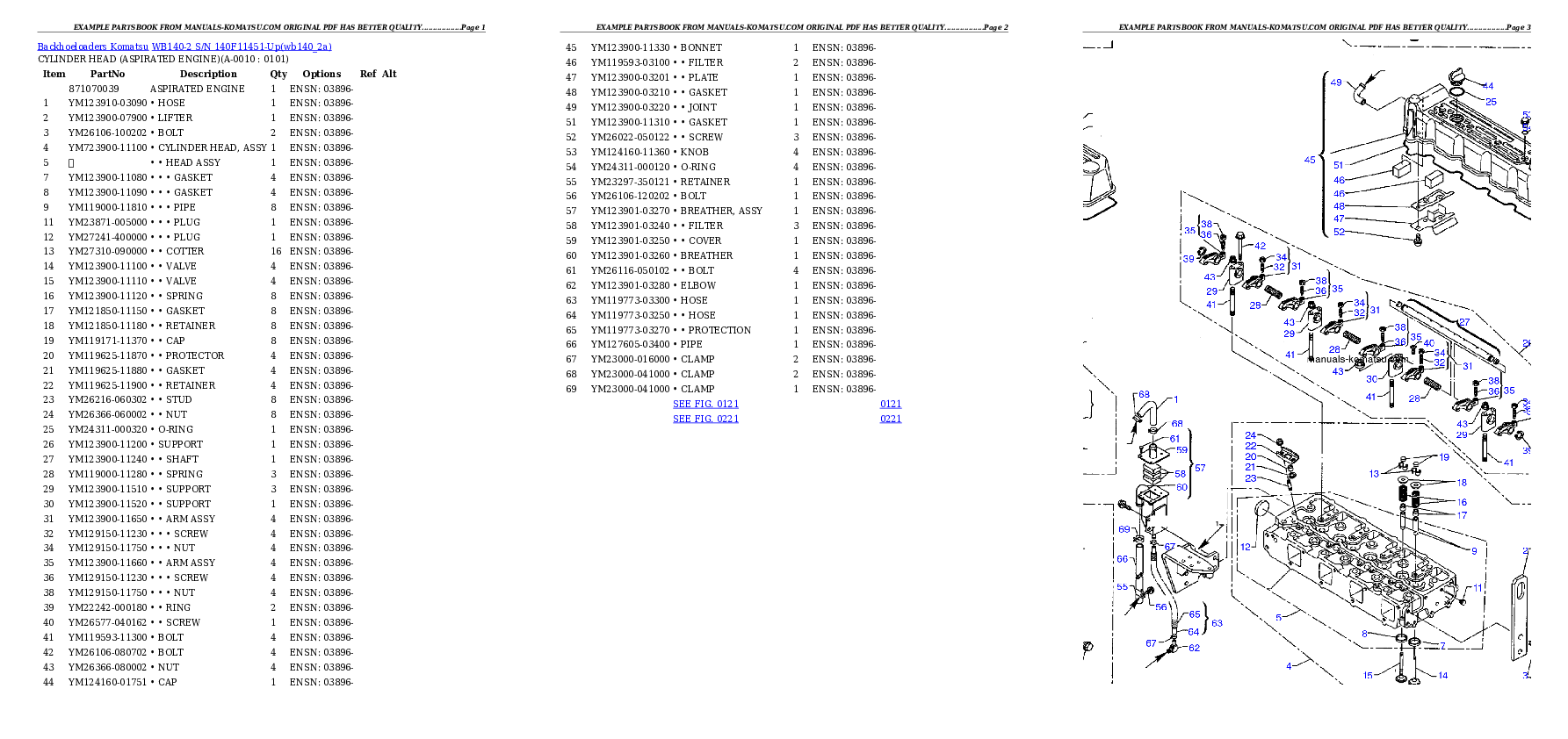 WB140-2 S/N 140F11451-Up Partsbook