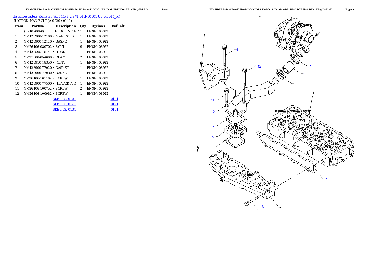 WB140PS-2 S/N 140F50001-Up Partsbook