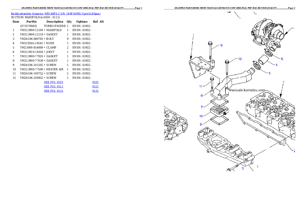 WB140PS-2 S/N 140F50092-Up Partsbook