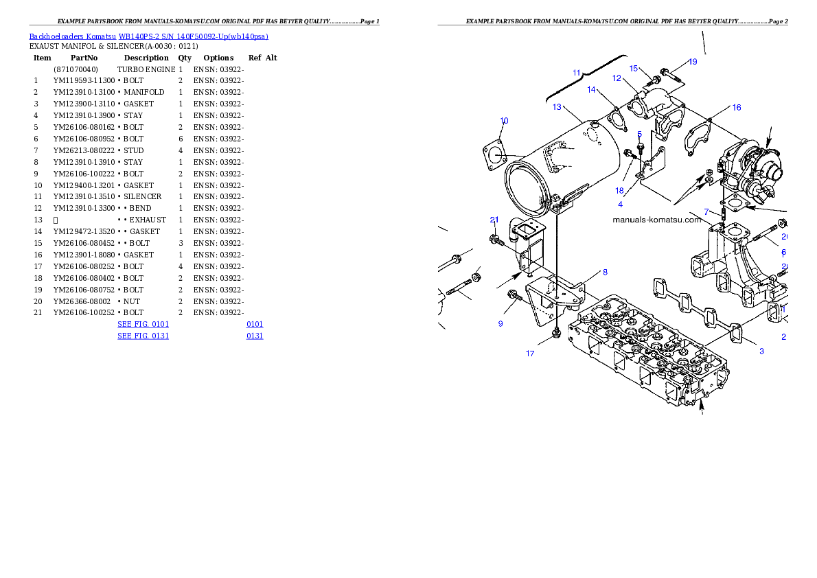 WB140PS-2 S/N 140F50092-Up Partsbook