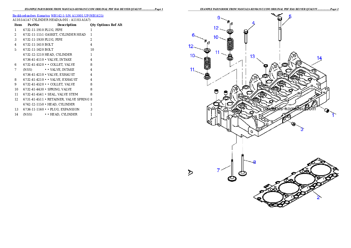 WB142-5 S/N A13001-UP Partsbook