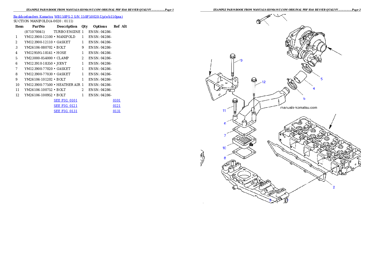 WB150PS-2 S/N 150F50020-Up Partsbook