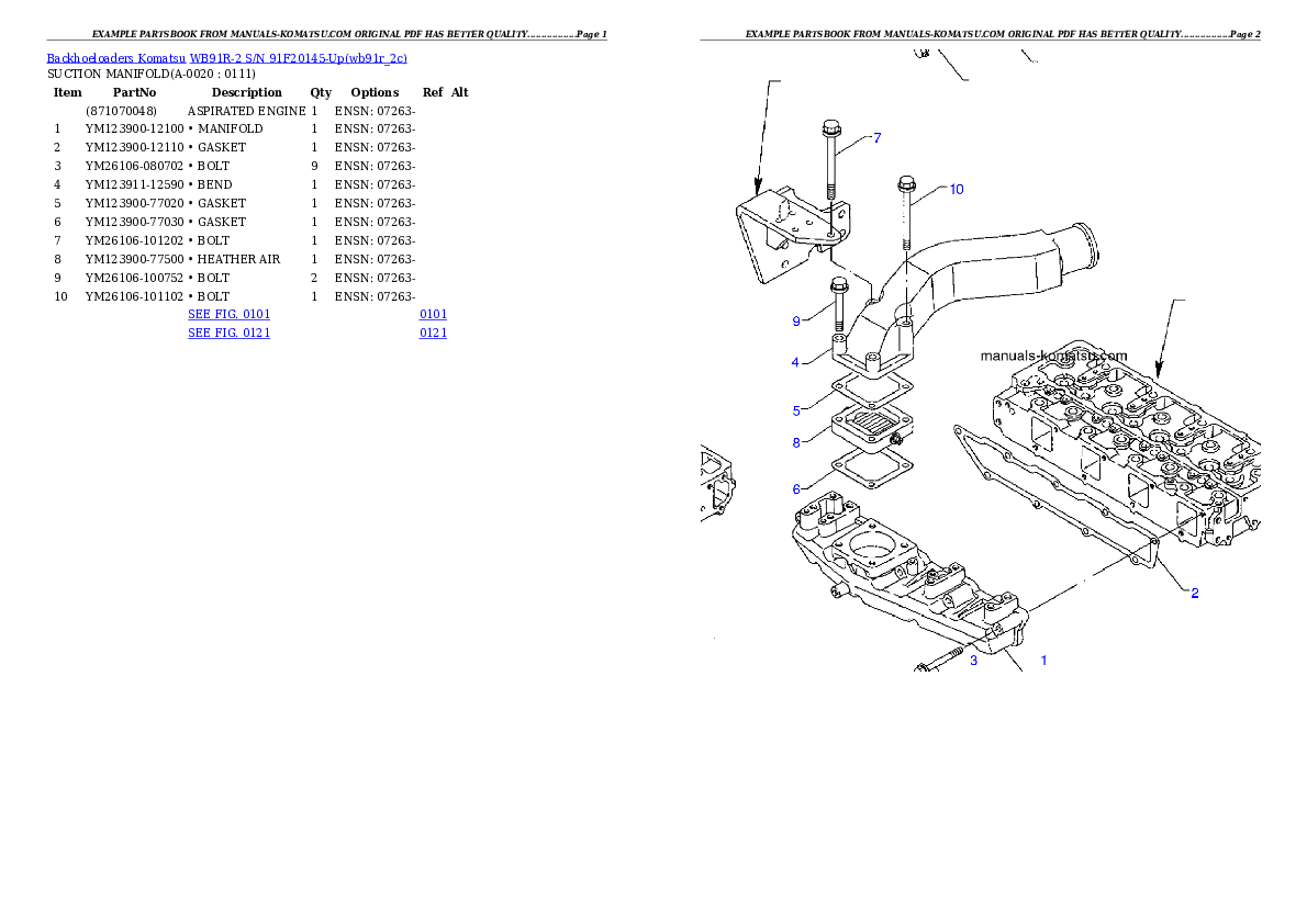 WB91R-2 S/N 91F20145-Up Partsbook