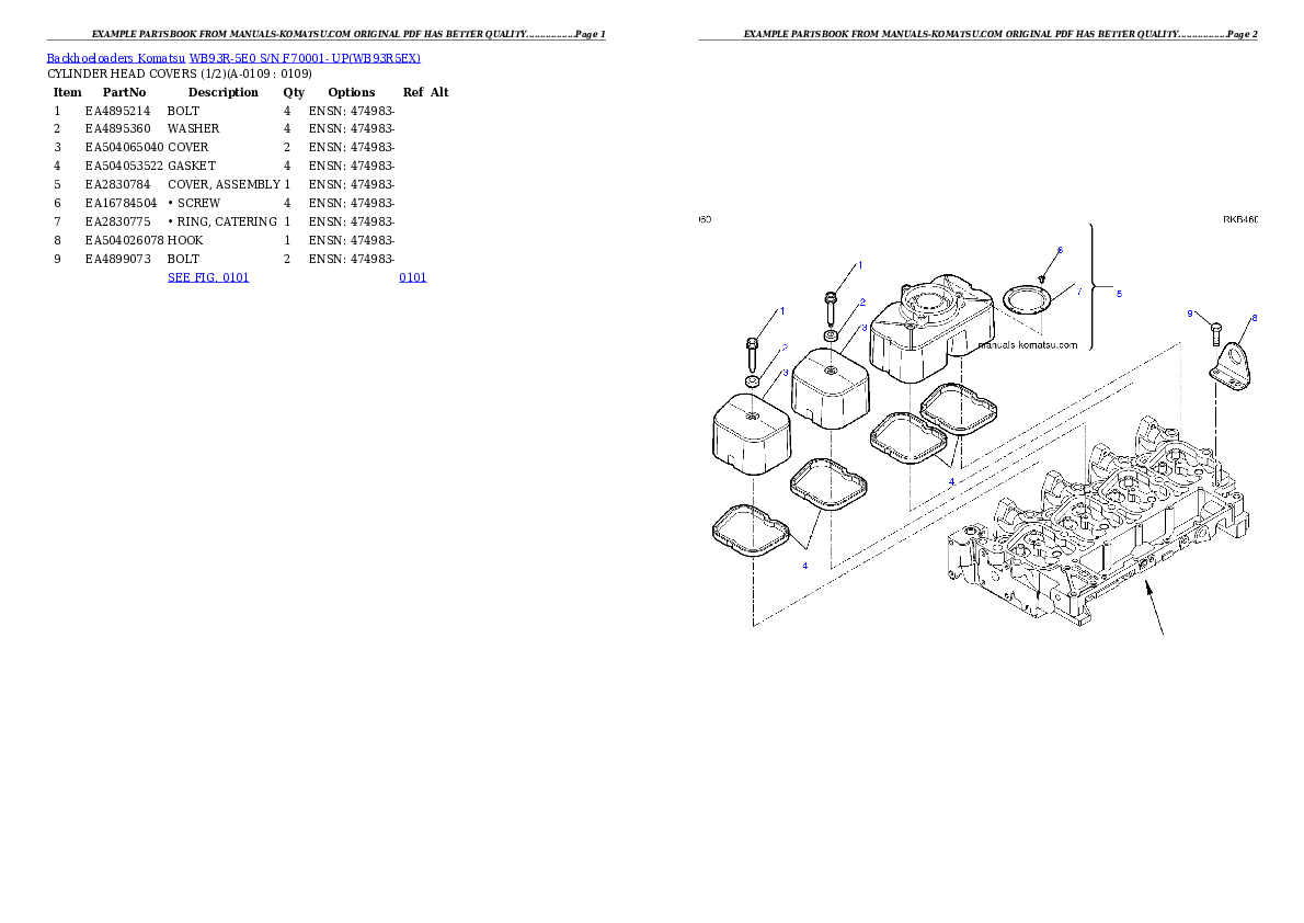 WB93R-5E0 S/N F70001- UP Partsbook