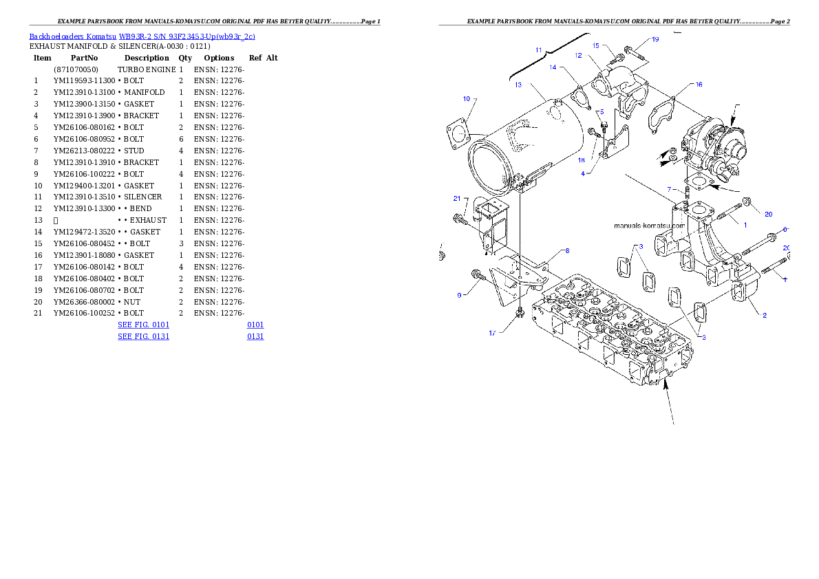 WB93R-2 S/N 93F23453-Up Partsbook