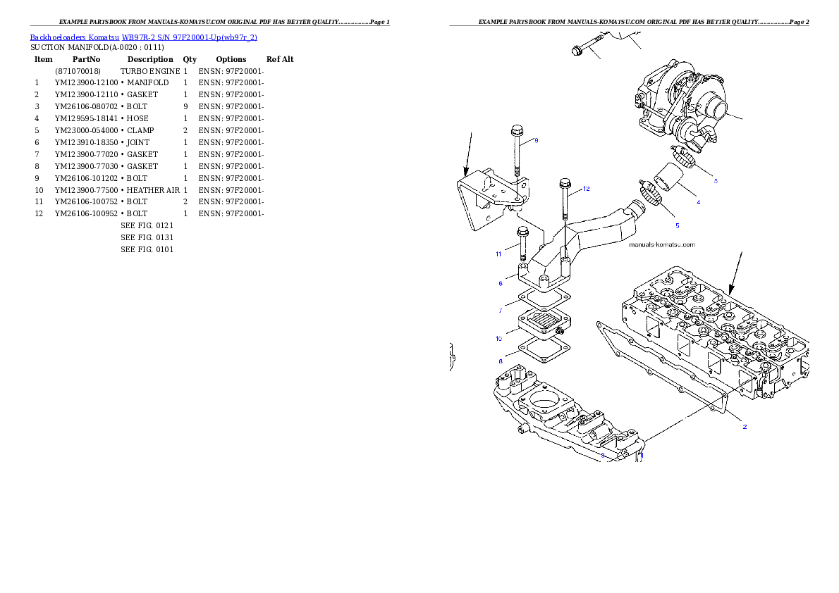 WB97R-2 S/N 97F20001-Up Partsbook