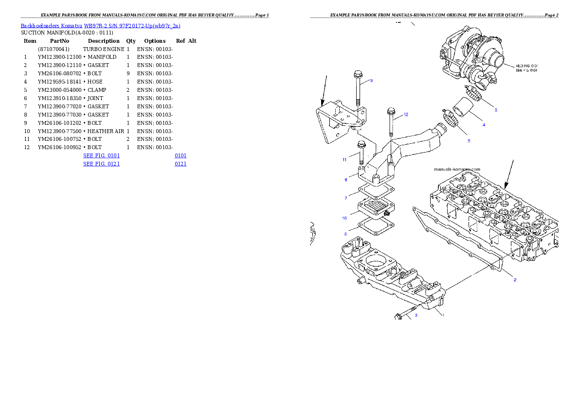 WB97R-2 S/N 97F20172-Up Partsbook