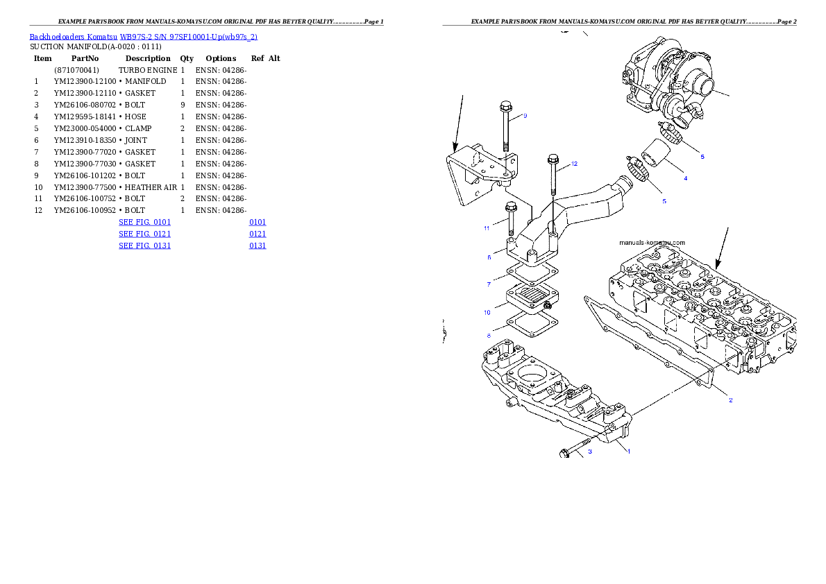 WB97S-2 S/N 97SF10001-Up Partsbook