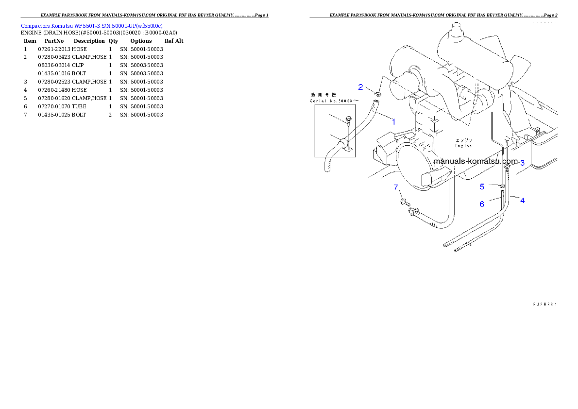 WF550T-3 S/N 50001-UP Partsbook