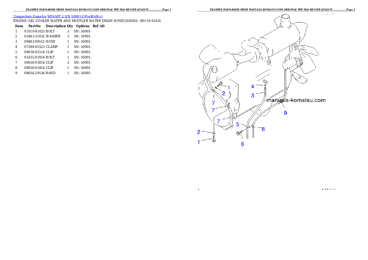 WF650T-3 S/N 50001-UP Partsbook