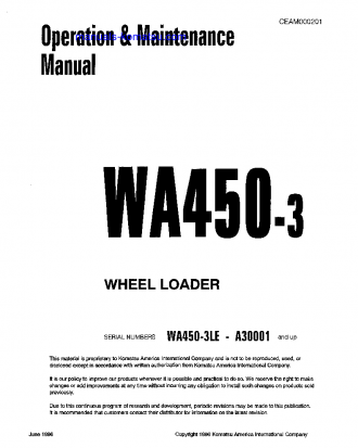 WA450-3(USA)-L S/N A30001-UP Operation manual (English)