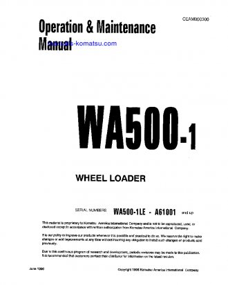 WA500-1(JPN)-LE S/N A61001-UP Operation manual (English)