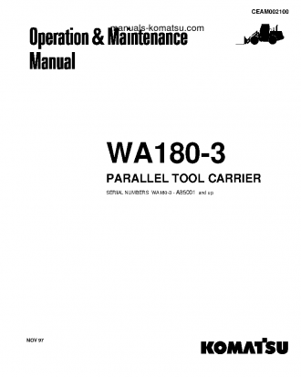 WA180PT-3(USA)-L S/N A85001-UP Operation manual (English)