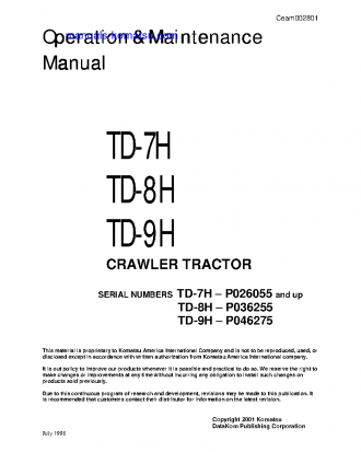 TD-7H S/N P026055-UP Operation manual (English)