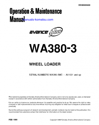 WA380-3(USA)-MC S/N A51001-UP Operation manual (English)
