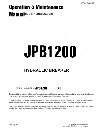 JPB1200(USA) S/N ALL Operation manual (English)