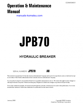 JPB70(USA) S/N ALL Operation manual (English)