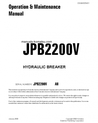 JPB2200V(USA) S/N ALL Operation manual (English)