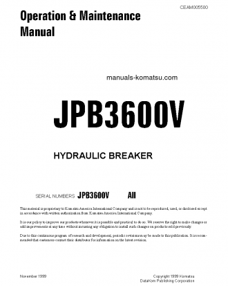 JPB3600V(USA) S/N ALL Operation manual (English)