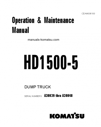 HD1500-5(USA) S/N A30039-A30048 Operation manual (English)