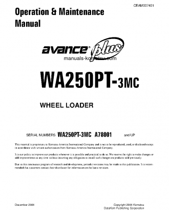 WA250PT-3(USA)-MC S/N A78001-UP Operation manual (English)